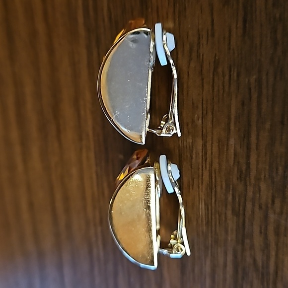 💕ST. JOHN💕 Clip On Earrings ~ Gold with Amber Stones NWOT - Picture 8 of 12